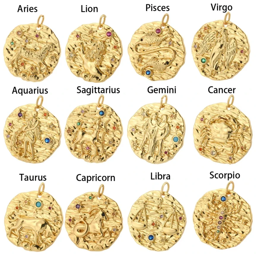 12 Zodiac Jewelry Aries Charm Dijes Production Supplies DIY Pendant Wearing Women's Necklaces Bracelets EarringsJewelry Amulets