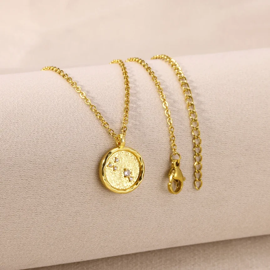 12 Zodiac Sign Pendant Necklaces for Women 12 Constellation Stainless Steel Chain Jewelry Aries Libra Leo Virgo Birthday Gift - Image 23