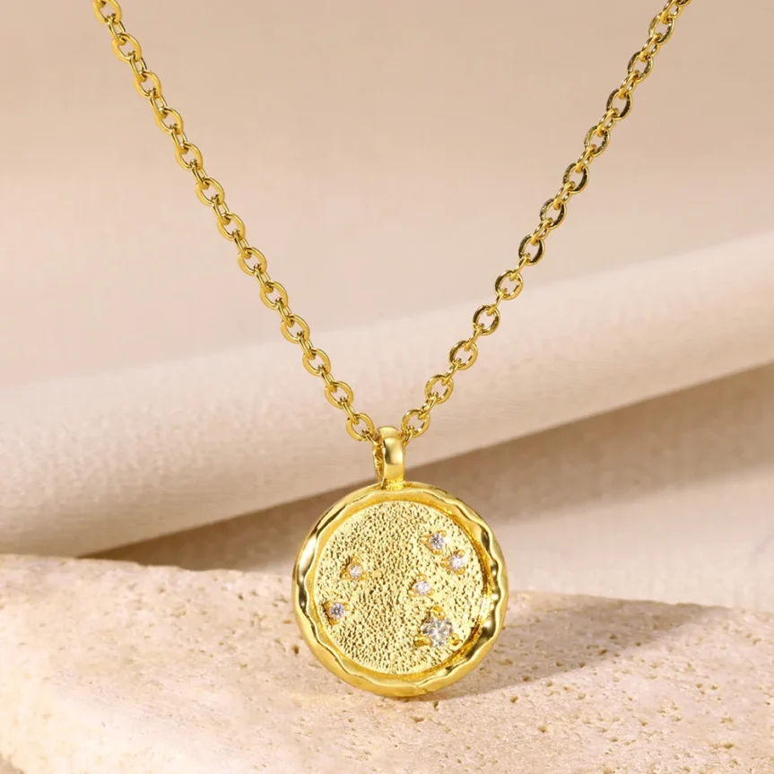 12 Zodiac Sign Pendant Necklaces for Women 12 Constellation Stainless Steel Chain Jewelry Aries Libra Leo Virgo Birthday Gift - Image 15