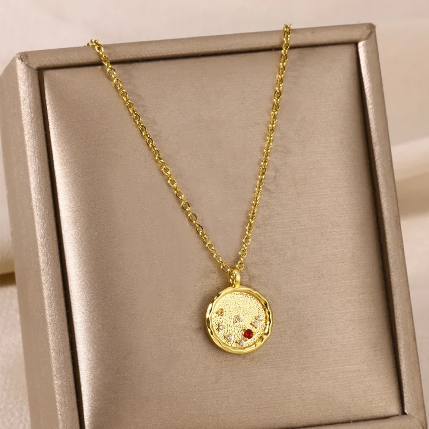 12 Zodiac Sign Pendant Necklaces for Women 12 Constellation Stainless Steel Chain Jewelry Aries Libra Leo Virgo Birthday Gift - Image 3