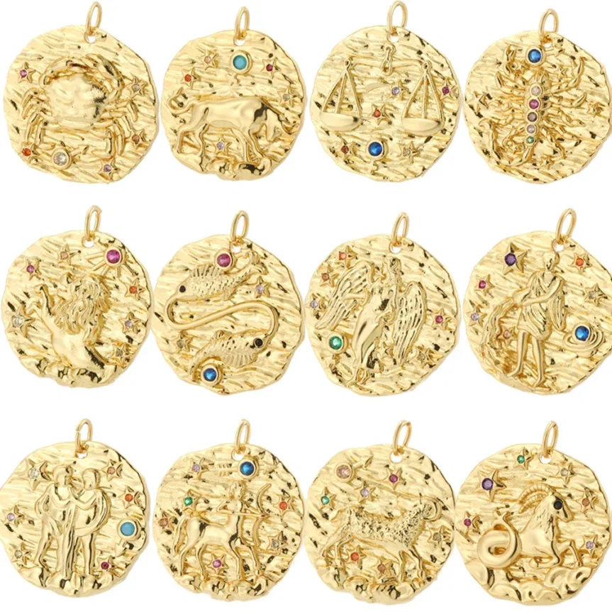 12 Zodiac Jewelry Aries Charm Dijes Production Supplies DIY Pendant Wearing Women's Necklaces Bracelets EarringsJewelry Amulets - Image 2